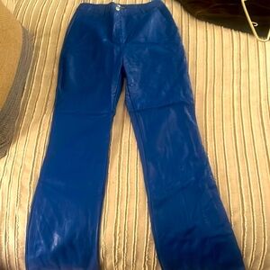 DAY & NIGHT Vintage Faux Leather Pants Royal Blue Size S